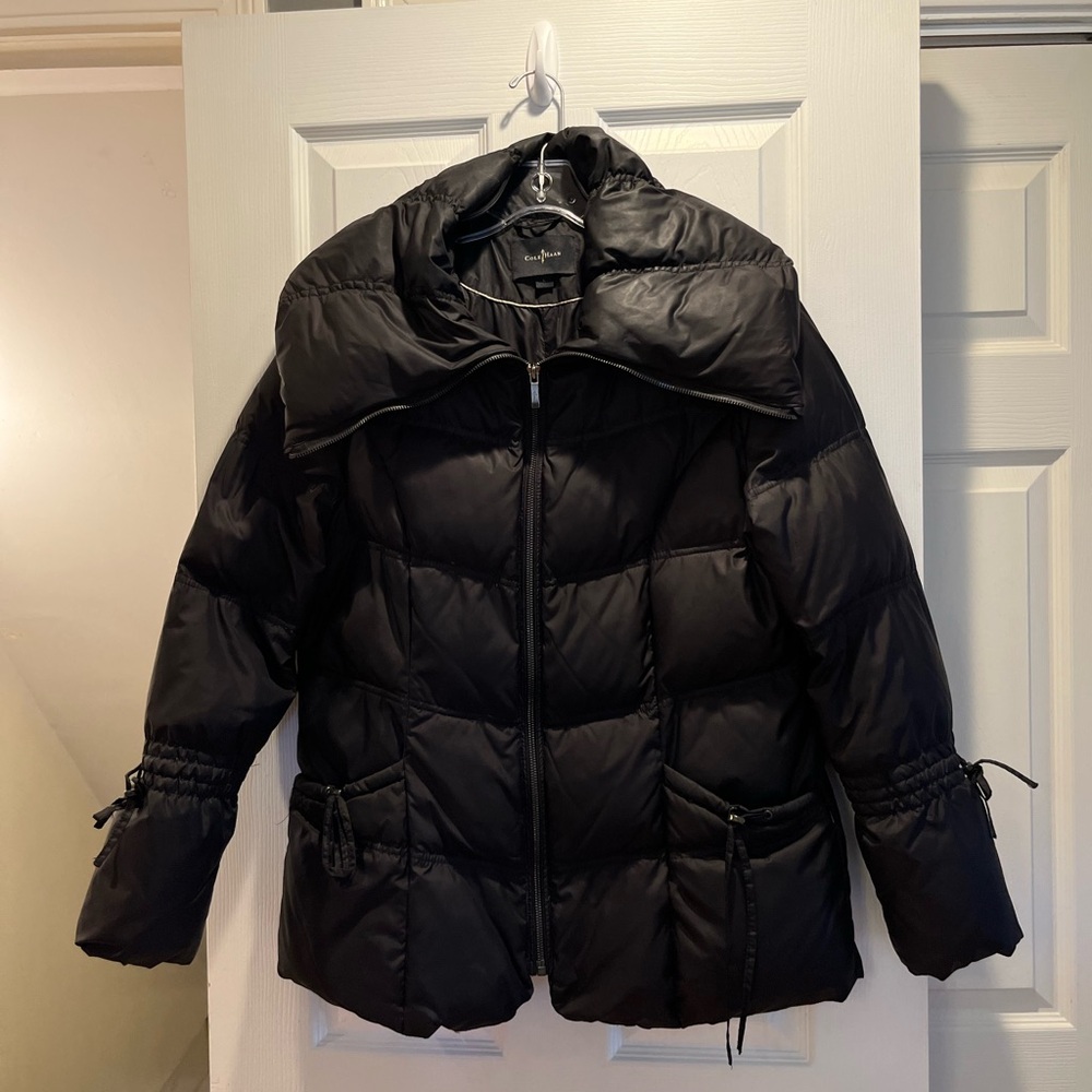 Cole Haan Women's Down Puffer Jacket High Neck Black L